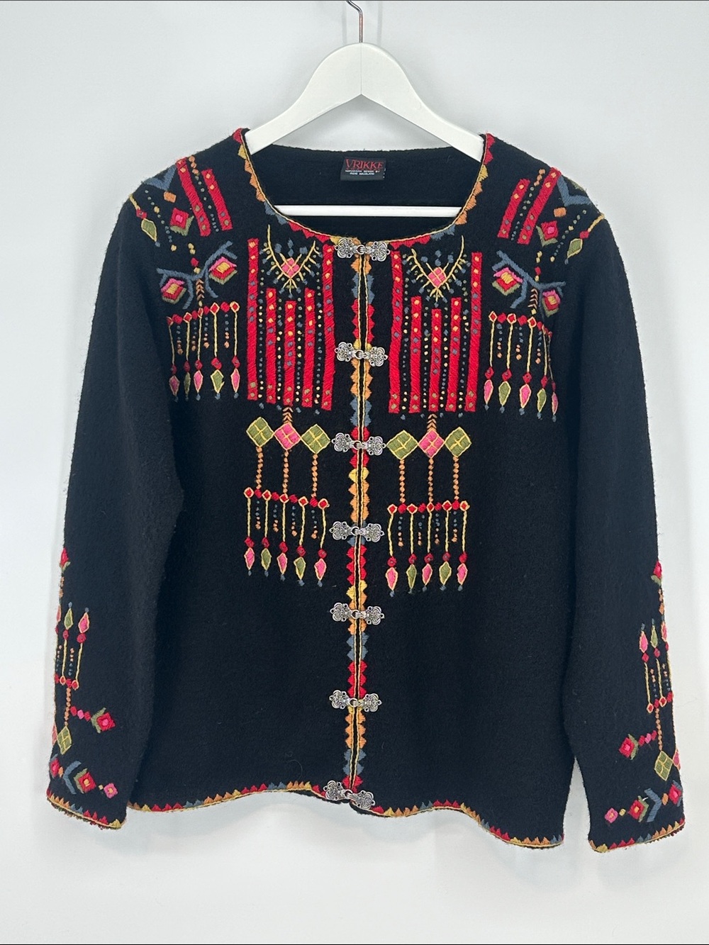 Vrikke Nordic Sweater - Black, Size Large, 100% Wool